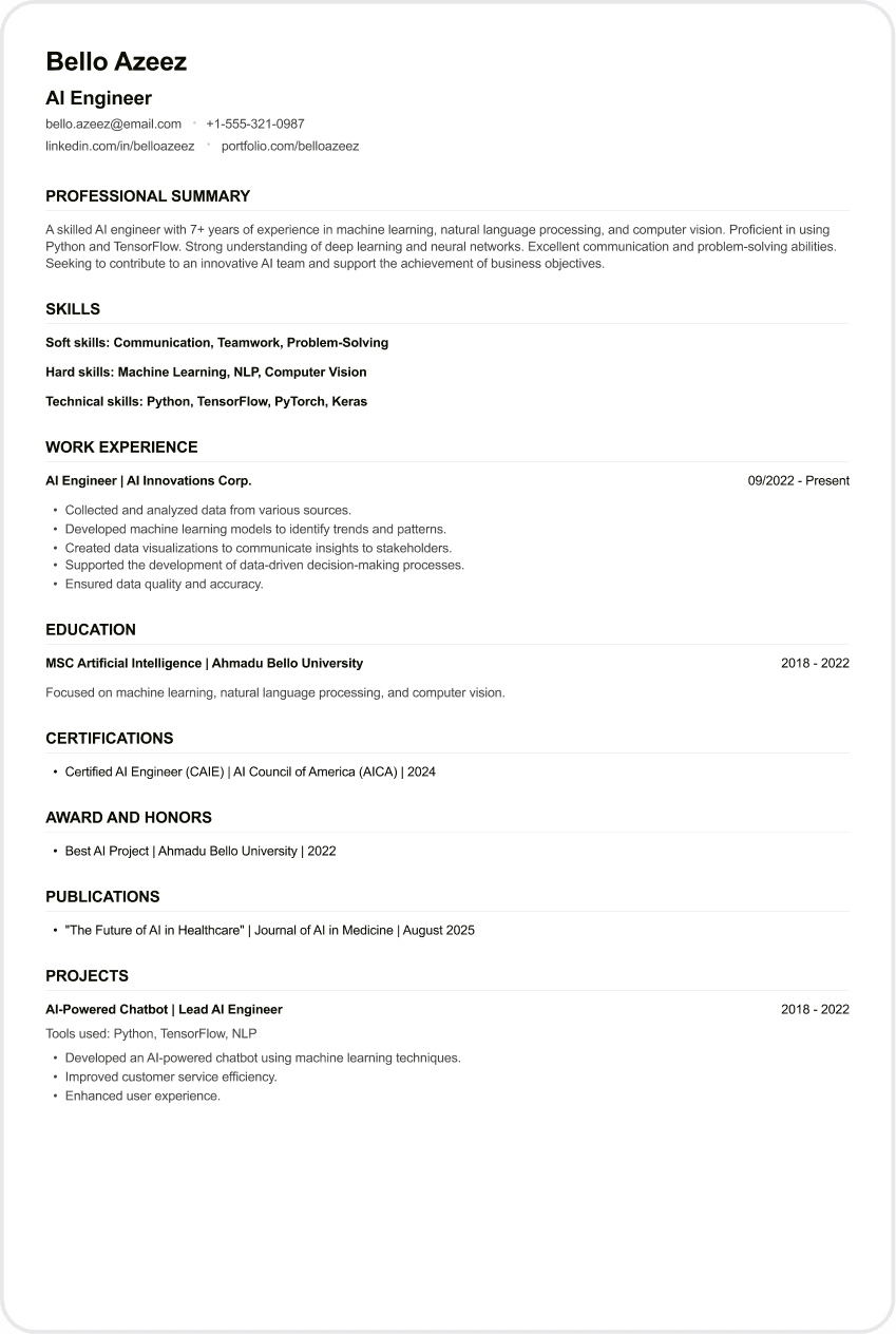 AI Engineer CV