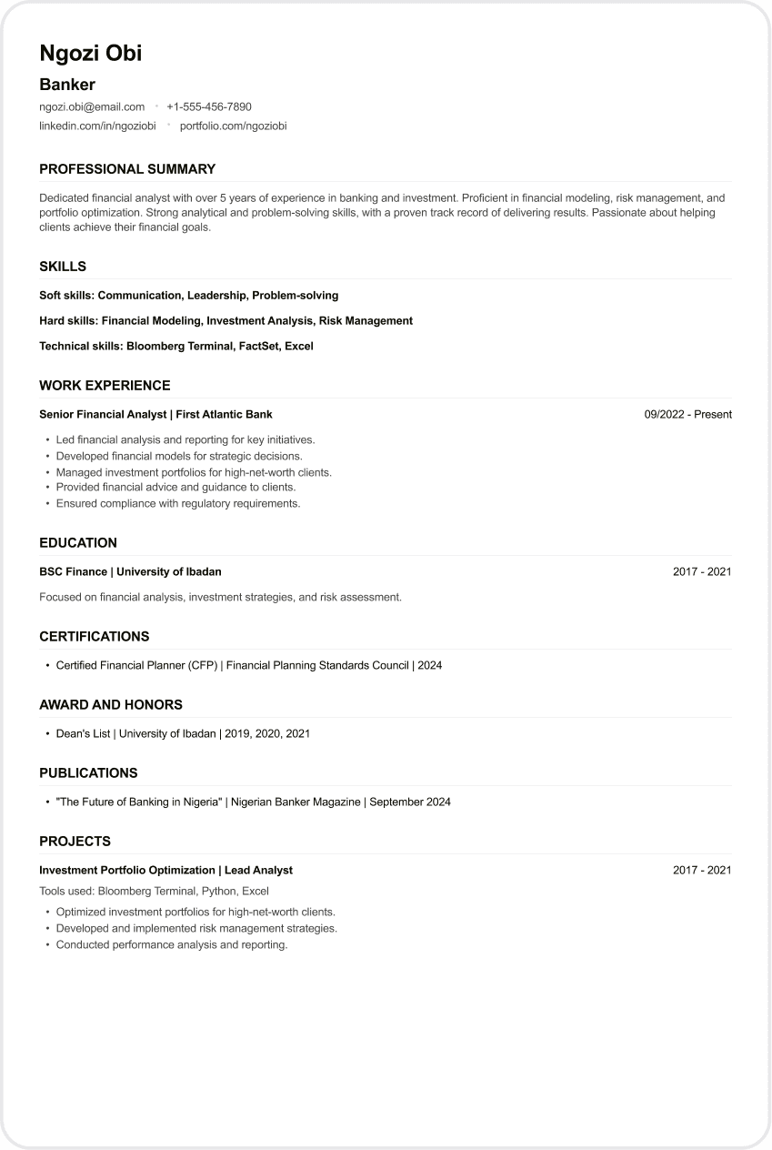 Banking CV