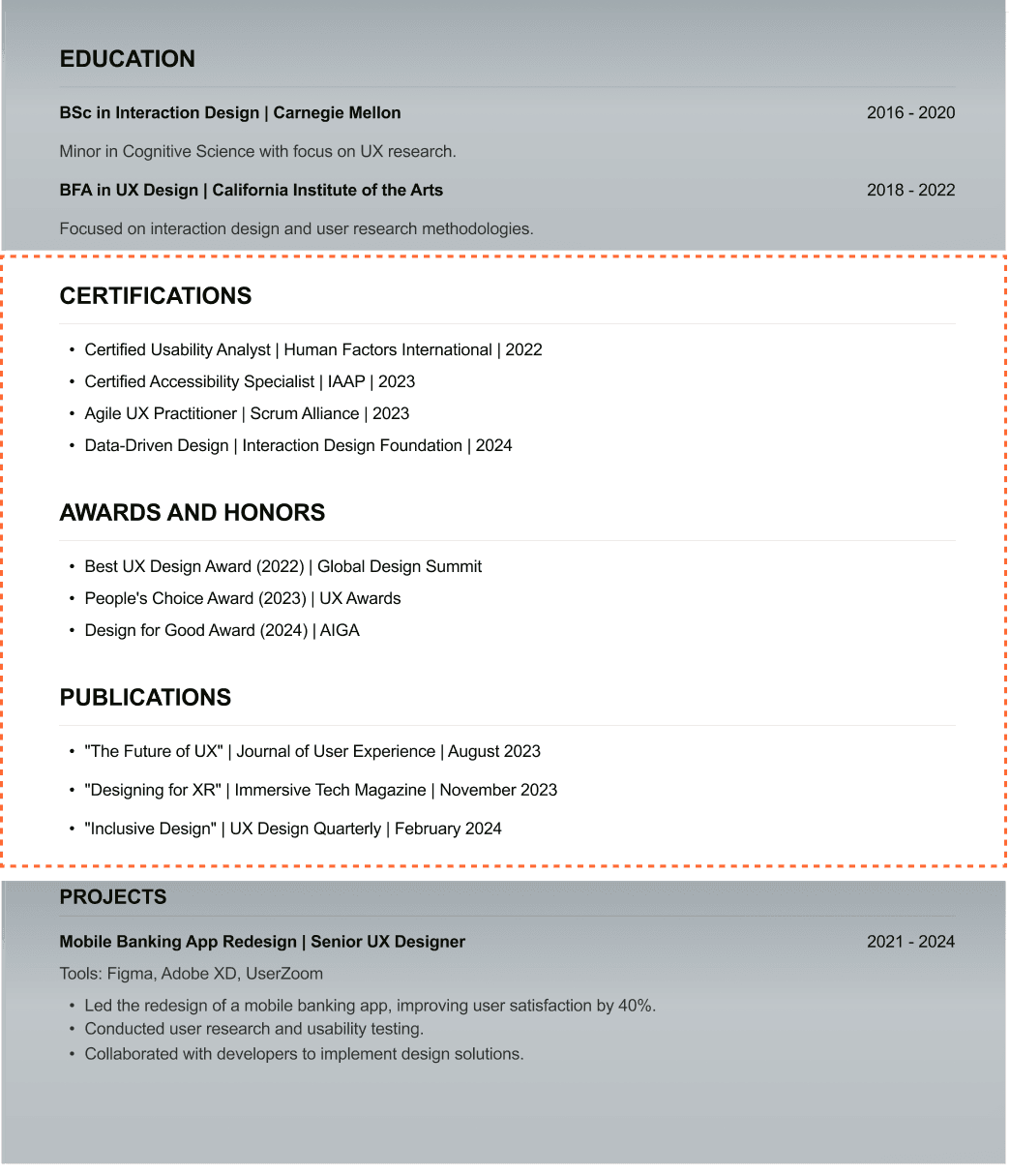 How to Write a Site Manager CV Certification, Awards and Publication Section