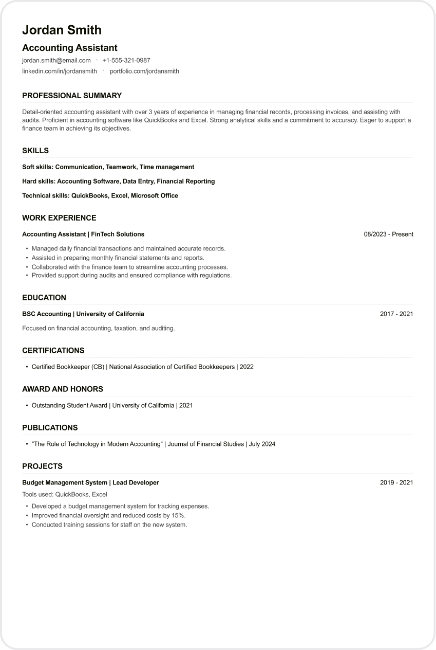 Accounting Assistant CV
